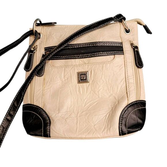 Stone Mountain Black and Off White Cream Crossbody Shoulder Bag - Picture 2 of 10